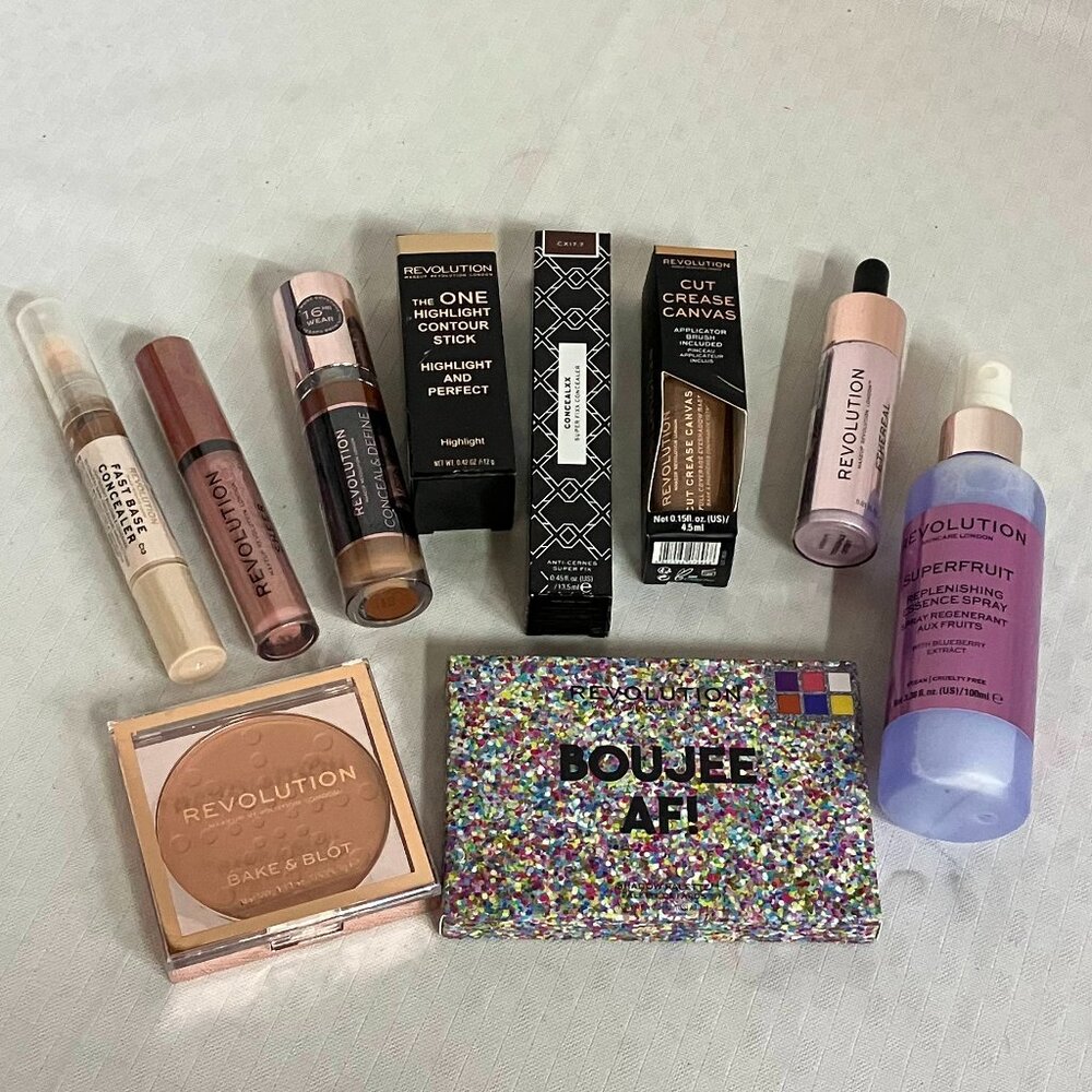 Revolution Makeup Lot Of 10 Concealers Contour Primer Blush Eyes & More